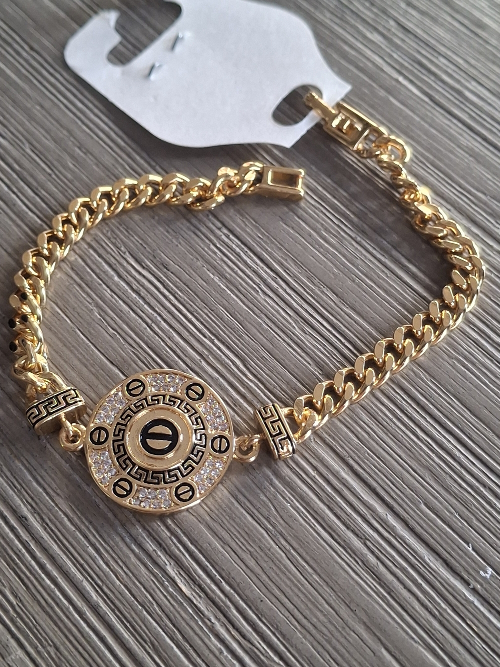 Gold-Tone Greek Key Disc Bracelet - Women Jewelry Bracelets